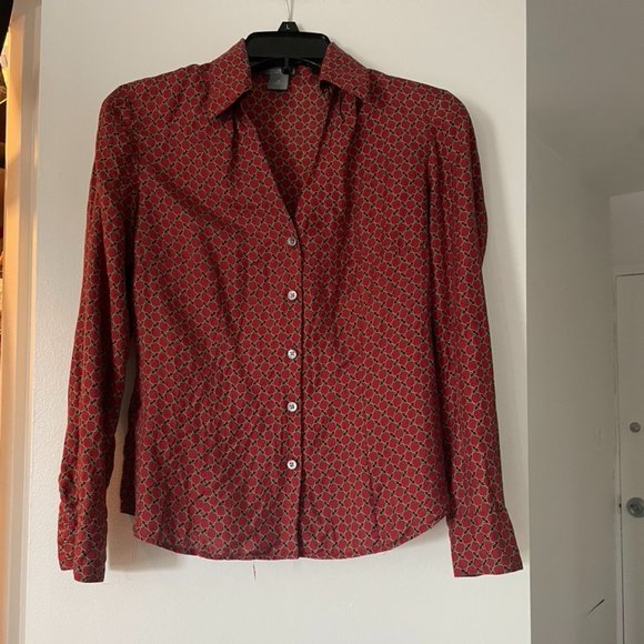Ann Taylor Tops - Ann Taylor 100% Silk Red Blouse 4P